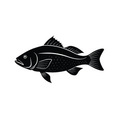 Snapper Silhouette Vector Art | Black Snapper Fish Illustration Design