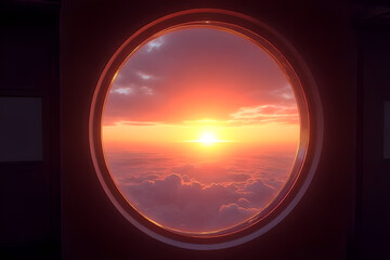 Stunning Spacecraft Window Sunrise: Galactic Dawn & Stellar Sunset Views