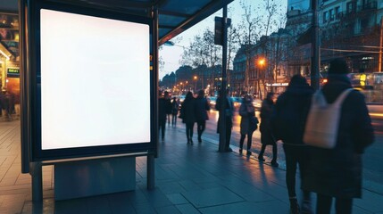 Blank advertising board at bus stop.
