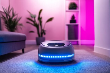 Robotic vacuum in stylish living room