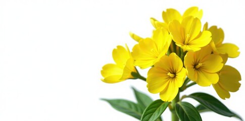 Fototapeta premium Large yellow flowers of Great Mullein plant isolated on white background, flora, macro