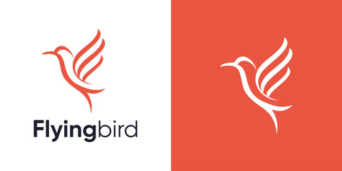 Bird logo icon design, Simple modern monoline flying bird, Hummingbird with flying style, Bird logo with line art outline style, Minimalist concept icon symbol bird vector design template inspiration.