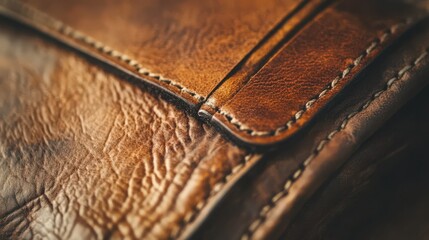 Close-up shot capturing the rich texture of a meticulously crafted leather bag