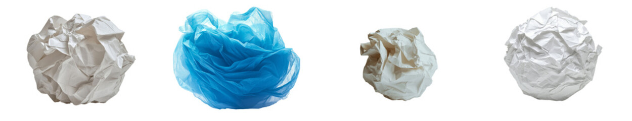 Fototapeta premium A colored paper ball, crumpled and isolated, is set against a white background