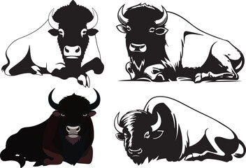 Bison Silhouette Vector Illustration Art-3