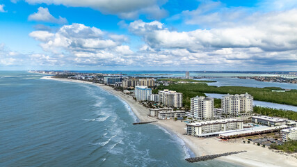 Lido Key, Sarasota, FL, USA - 02-20-2025: Winter aerial photo of the vacation beach community, Lido Key, Sarasota, FL, on the Gulf of Mexico. © Thomas