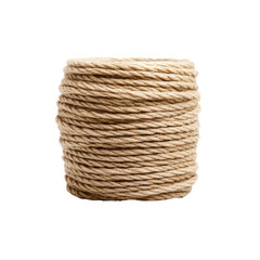 Obraz premium Coiled natural jute rope on a transparent background
