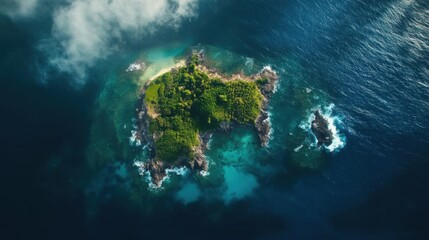 Aerial view of a remote island.