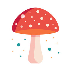 Minimalist-mushroom-with-tiny-dots. fly agaric vector illustration