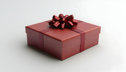 Obraz premium Red Gift Box with Bow on White Background
