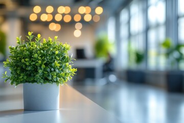 Fototapeta premium Indoor plant adding a touch of greenery to a modern office space Enhancing the workplace environment with natural elements