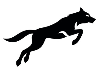 Fototapeta premium Fox silhouette jump and hunt vector for logo design. Fox silhouette. Vector illustration isolated on white background