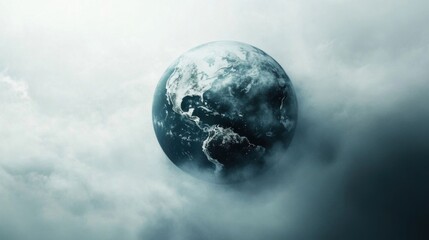 Earth floating in dense clouds.
