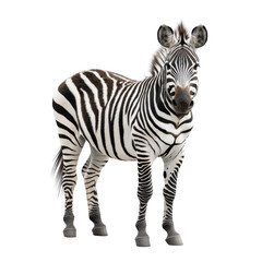 Realistic zebra standing against a transparent background