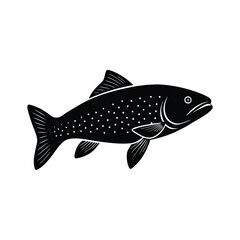 Trout Silhouette Vector Art and Black Trout Fish Illustration Design