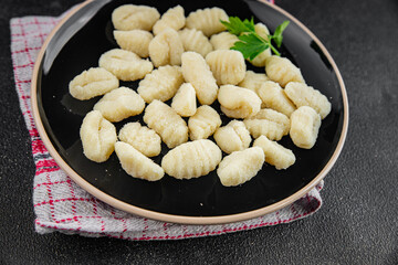 Gnocchi tasty fresh delicious gourmet food background table rustic food top view copy space keto and paleo diet vegetarian and vegan food
