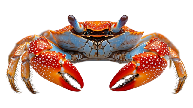 Red Crab Poses, Isolated on White Background