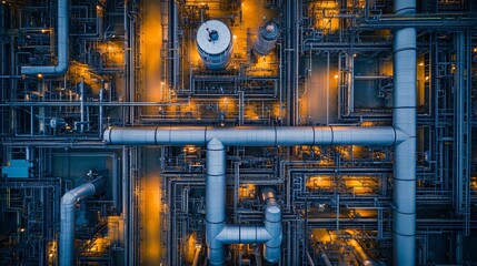 Complex Pipe Network Aerial View