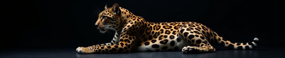 Sleek leopard with striking spots on dark backdrop, leopard, beautiful