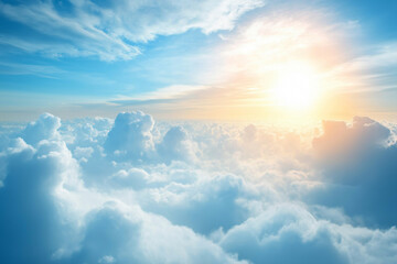 Fototapeta premium Beautiful background of sky and cloud with the sun shining through by generative ai