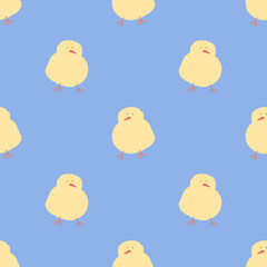 A cute chicken Easter pattern showcases fluffy, cheerful chicks in soft pastel colors. The design radiates a sweet and joyful vibe perfect for Easter