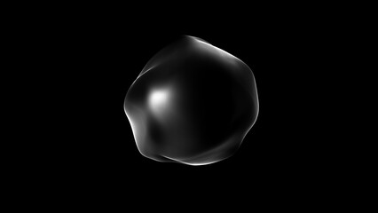 White liquid sphere on isolated background. Abstrac orb. Sphere morphing. Smooth bubble on black background. Random movements of 3D sphere. artificial intelligence background. 4k, 