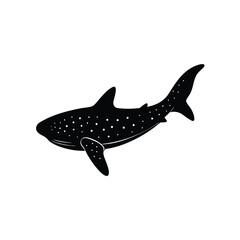 Whale Shark Silhouette Vector Art and Black Whale Shark Illustration Fish Design