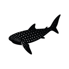 Whale Shark Silhouette Vector Art and Black Whale Shark Illustration Fish Design
