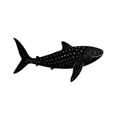 Whale Shark Silhouette Vector Art and Black Whale Shark Illustration Fish Design