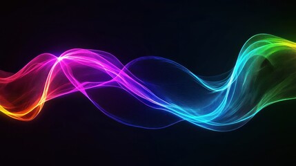 Fototapeta premium A flowing colorful and luminous design across a dark black background