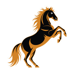 Dynamic Horse Silhouette in a Powerful Pose, Majestic Horse Art. Wild Horse Silhouette, Stunning Black Horse in Motion
