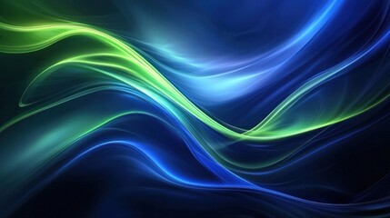 Obraz premium Abstract swirling lines of green and blue forming graceful curves