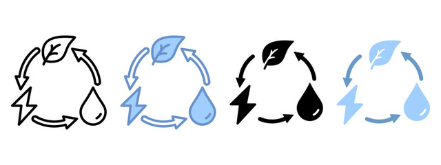 Renewable Energy Icon Set Multiple Style Collection