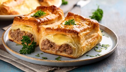 puff pastry filled with minced meat and cheese