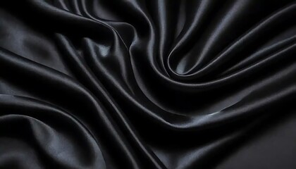 Obraz premium Elegant Black Satin Fabric Flowing with a Gentle, Luxurious Feel