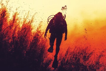 diver exploring coral reef scuba