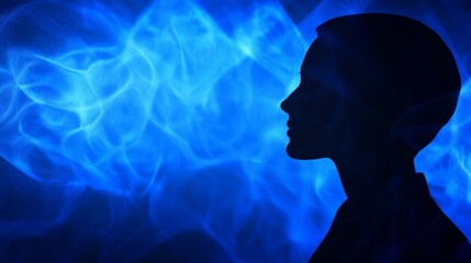Obraz premium Abstract Profile with Radiant Blue Lighting Effects