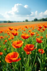 Wheat field with Papaveri flowers in full bloom, wildlife, flower, landscape