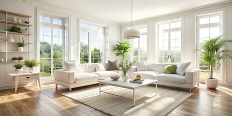 Fototapeta premium Stunning White Furniture Photography: Modern Minimalist Interior Design Images