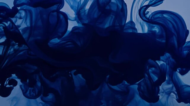 Slow pan, deep indigo explosion, dark ink spreading rapidly in a smooth flow, establishing video