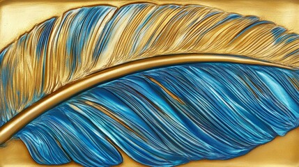 Golden Leaf with Blue Frost Patterns in Soft Light