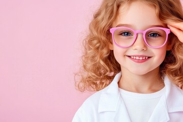 Obraz premium Girl In Glasses Smiling In Her Stylish Outfit