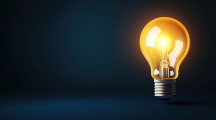 Illuminated light bulb glowing in dark space