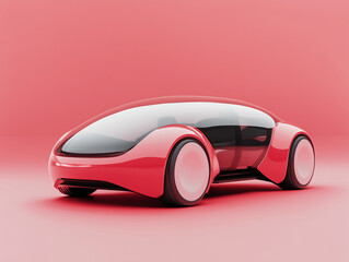 3D Sleek Autonomous Car Isolated on a Solid Color Background