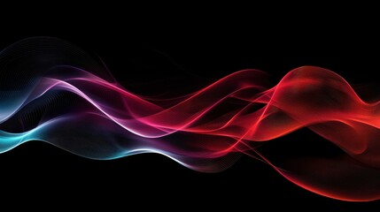 Abstract colorful wavy lines flowing over a black background