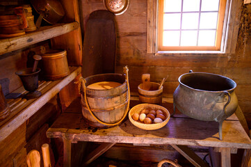An old country kitchen in the Museum Kulturen in Lund Skane Sweden. 2025