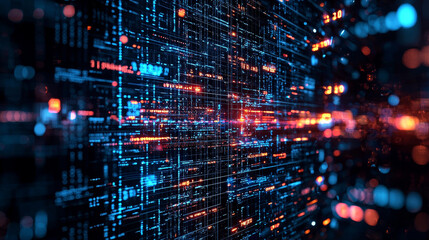 Fototapeta premium Digital data visualization with vibrant colors and patterns