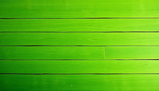 Vibrant lime green painted wooden planks create a bold horizontal backdrop