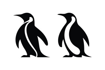 Minimalist Penguin Silhouette Logo Design Vector Illustration