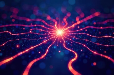 An abstract visualization of mental health: a labyrinth of glowing lines, where some paths are broken and others lead to a radiant center